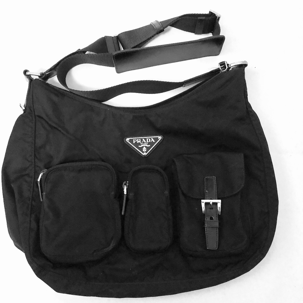 Prada Black Vela Nylon Messenger Bag